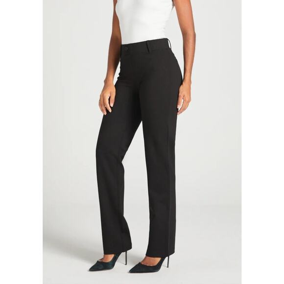 Betabrand Classic Dress Pant Yoga Pant Straight Leg Black Large Trouser Bottom - Picture 1 of 4